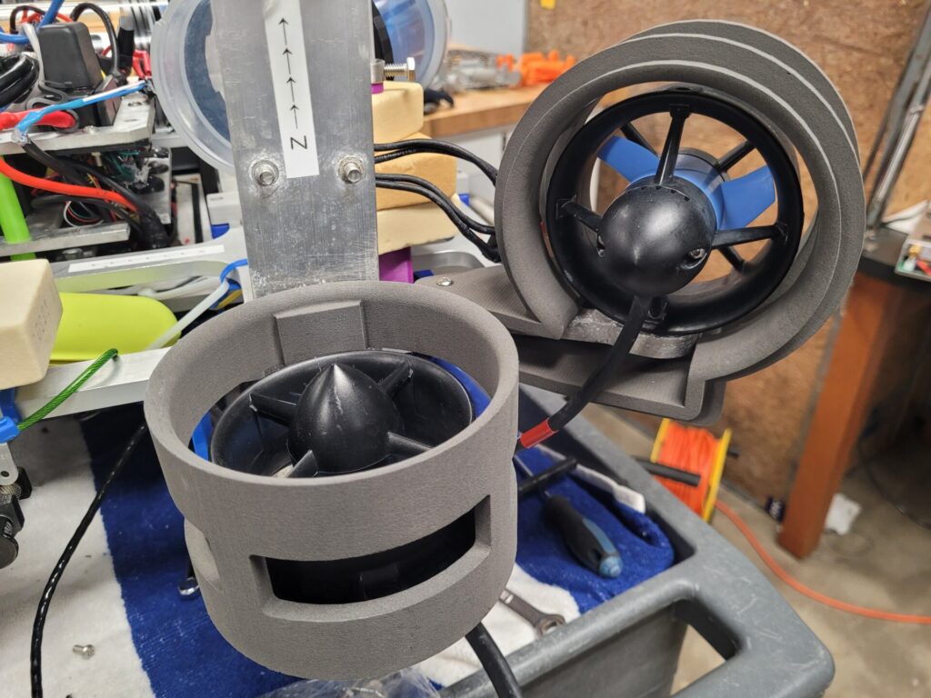 Nylon thruster guards on the robot